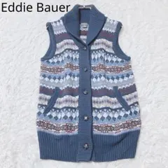 エディーバウアー　ニットベスト　くるみボタン　ユニセックス　ネイビー　サイズPM
