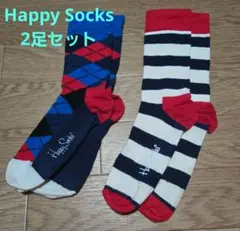 Happy Socks アーガイル柄とストライプソックス 2足セット