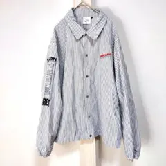 ビジョンストリートウェア（L）バックプリント長袖シャツ　ストライプ　釦　綿