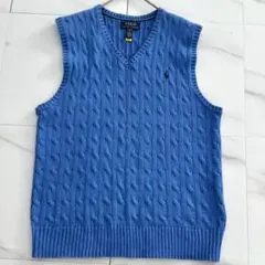 未使用級 2025SS ポロラルフローレン ケーブルニット ベスト ポニー刺繍