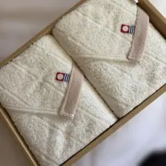 ホワイトタオル 2枚セット ストライプ