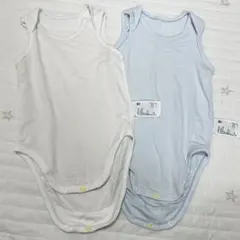 【UNIQLO】AIRismボディスーツ2枚セット70cm ベビー肌着　白青