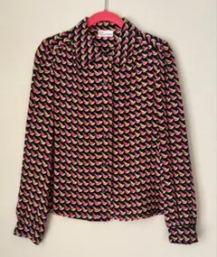 RED VALENTINO シルク100% レオパード柄ブラウス 38(M相当) RED 