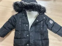 黒 中綿コート 100cm ファー付き【男の子冬】