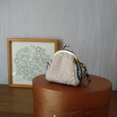 new❁ ミニミニ豆がま口財布/キーホルダー仕立て☆ミナペルホネン ハンドメイド