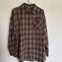 ブラウンチェック柄長袖シャツ