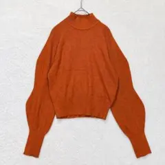 セレクトモカ ハイネック リブニット セーター F ボリュームスリーブ オレンジ