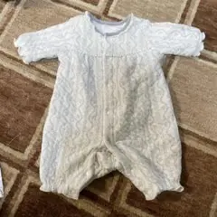 ホワイトレース肌着つきロンパース フリル付き　バースデイ