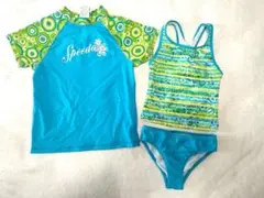 Speedo 水着サイズ８・パーカーセットサイズ １０青・緑 花柄