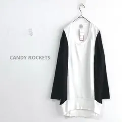 【CANDYROCKETS】ロングニット　長袖　バイカラー　定価12600円　M