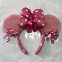 ディズニー　ミニーちゃん リボンカチューシャ　イヤリングドット