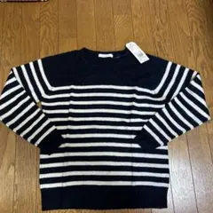 chocol raffine robe ボーダーニット 長袖 ネイビー
