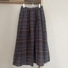 ブラウン チェック柄 ロングスカート　Mサイズのサムネイル