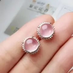 アクセサリー　ローズクオーツ　CZダイヤ　ピアス　可愛い