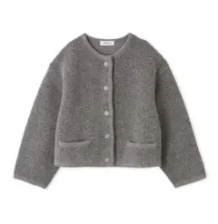 【未使用タグ無し】Mila Owen／パイル編みショート丈金釦ニットジャケット