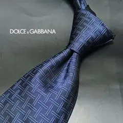 極美品BOTTEGA BENETA イントレチャート シルク ネクタイ ネイビー