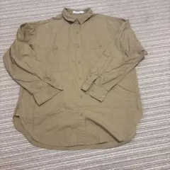 ベージュ 長袖シャツ ダブルポケット