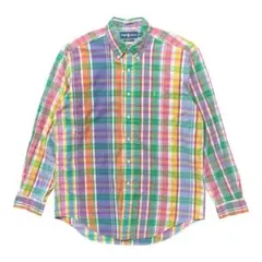 ラルフローレン コットン マドラスチェック 長袖シャツ BDシャツ メンズL