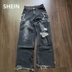 SHEIN ROWME ワイドジーンズ　ダメージ
