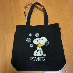 PEANUTS スヌーピー 和柄 トートバッグ ブラックのサムネイル