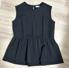 PLST プラステ ペプラムトップス ブラック M ノースリーブ