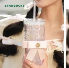 希少 スタバ リボン付き ピンク タンブラー 550ml 中国 韓国