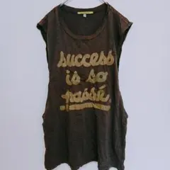 ​【USA製】ヴィンテージ風 サイドオープン タンクトップ L ブラウン