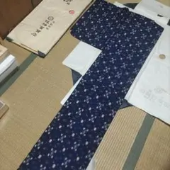 小紋着物 紺色 長襦袢　羽織