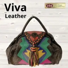 Viva USA製 ヴィンテージ 本革レザー　がま口　バッグ　フリンジ ブラウン