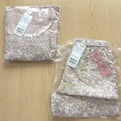 キッズ 120 プティマイン 花柄シャーリング リボンパンツ セット