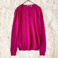ユニクロ ニット Vネック セーター 長袖 シンプル ウール100%（M）秋冬
