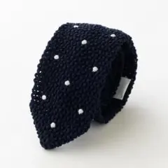 FABRIC TOKYO シルク100% ニットタイ ネイビー ドット