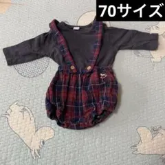 ロンパース・カバーオール ダークグレー チェック柄
