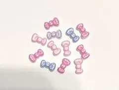 ネイルパーツ　チェックリボン　12個