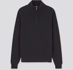 ダークネイビー ハーフジップニット