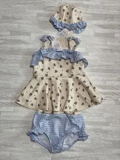 プティマイン 小花柄タンキニ　スイムキャップ