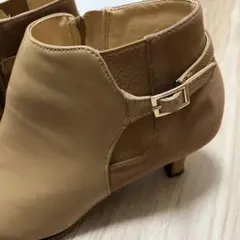 組曲 ブーツ レディース ブラウン サイドジップ ショートブーツ
