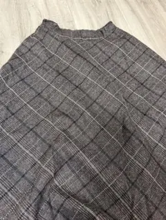 GRL グレンチェック ロングフレアスカート ブラウン