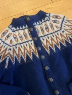 vintage ノルディック柄 ネイビー カーディガン