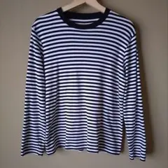無印良品　スムース編みクルーネック長袖Tシャツ　ボーダー　婦人Lサイズ