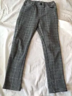 グレーチェック スリムフィットパンツ 裏起毛