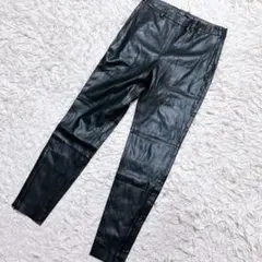 【c9565】ZARA フェイクレザーパンツ ブラック