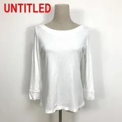 A6544 アンタイトル 七分袖Tシャツ トップス 綿 レーヨン 白 ２