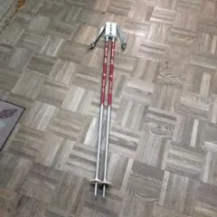 スキー ストック 105cm 赤 銀