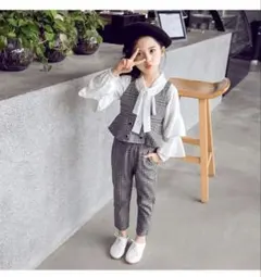 フォーマルスーツ チェック柄 150cm 3点セット