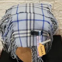 バーバリーUSEDカシミア100%レア！WフリンジマフラーDXクリーニング済み