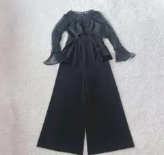 nina】パンツドレス フロッキードットパンツドレス オールインワン