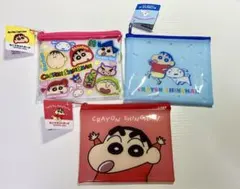 クレヨンしんちゃん ジッパーポーチ3点セット 3 sets ミニフラットポーチ