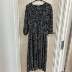 【匿名発送】GU 花柄 ワンピース LLサイズ ブラック 【美品】