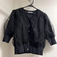 Viaggio Blu ビアッジョブルー　チュールカーディガン　黒　Mサイズのサムネイル